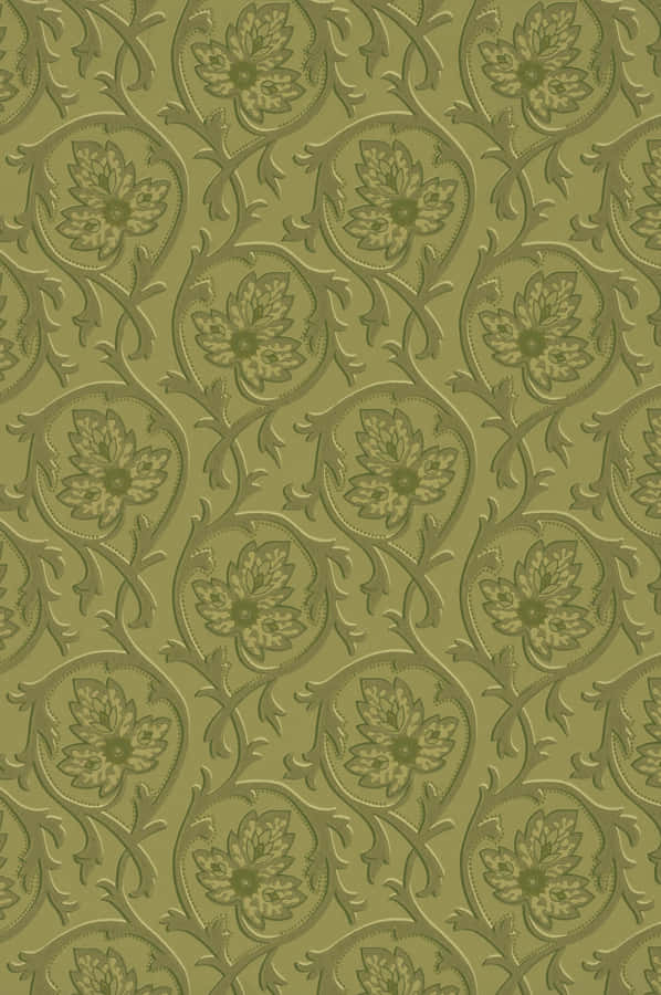 Green Damask Pattern Background Wallpaper