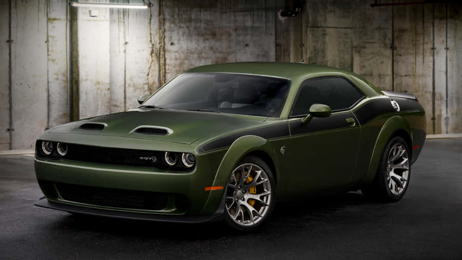 Green Dodge Hellcat 3d Model Wallpaper