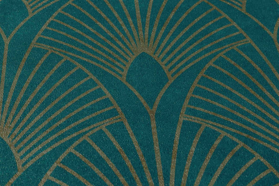 Green Gold Art Deco Pattern Wallpaper