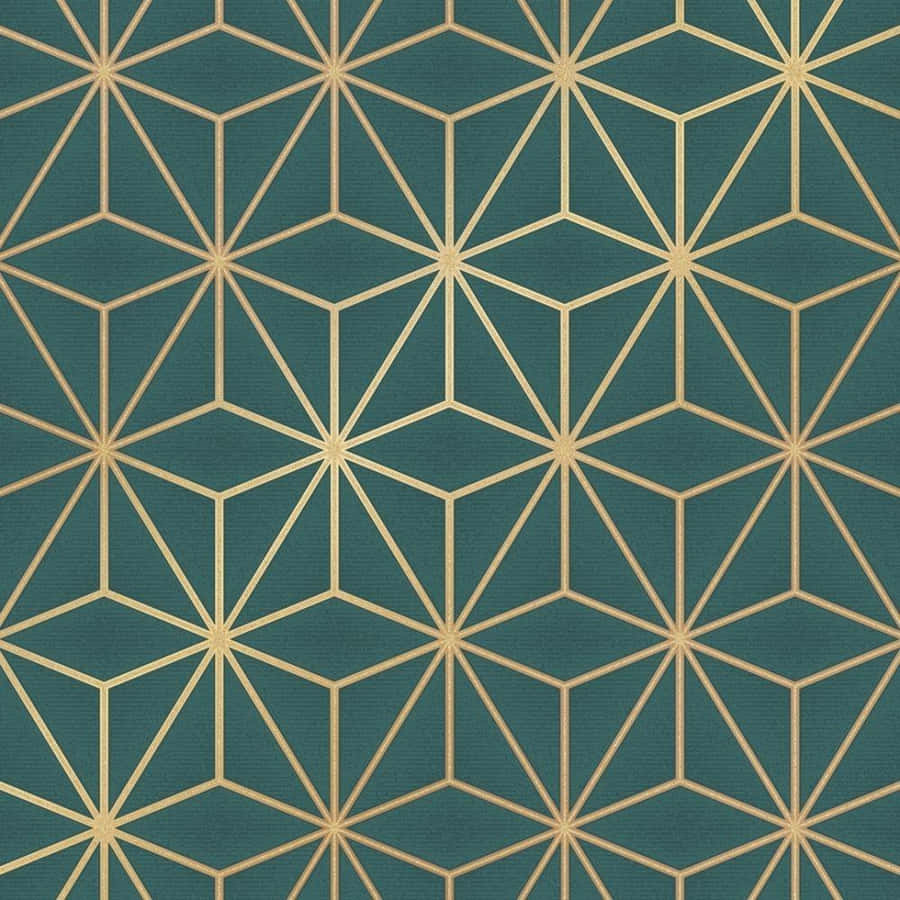 Green Gold Geometric Pattern Wallpaper