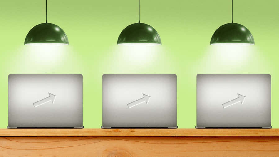 Green Pendant Lights Over Laptops Wallpaper