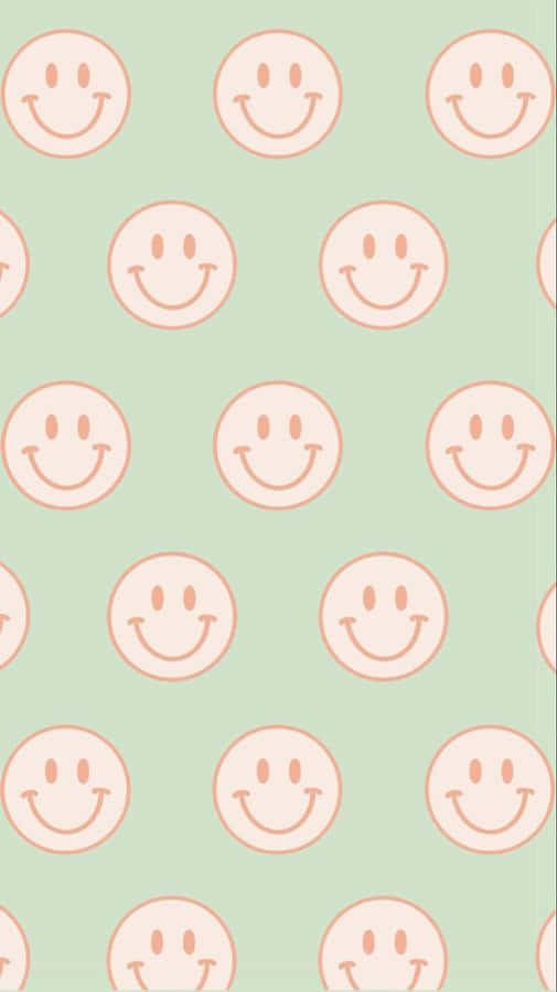 Green Preppy Smiley Pattern Wallpaper