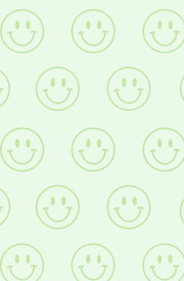 Green Smiley Face Pattern Background Wallpaper