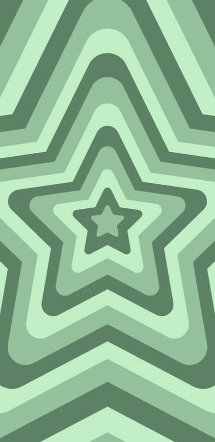 Green Star Concentric Pattern Wallpaper