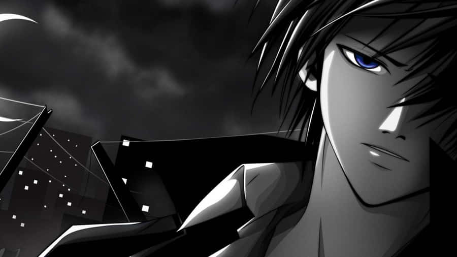 Grey Anime Character Intense Gaze Wallpaper