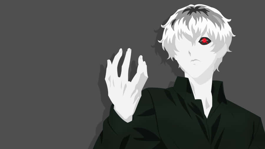 Grey Anime Character With Red Eye Wallpaper