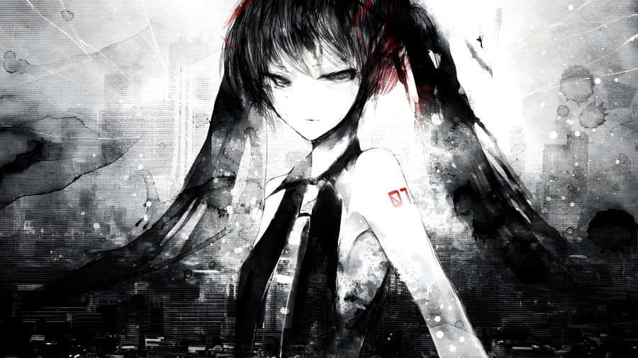 Grey Anime Girl Art Wallpaper