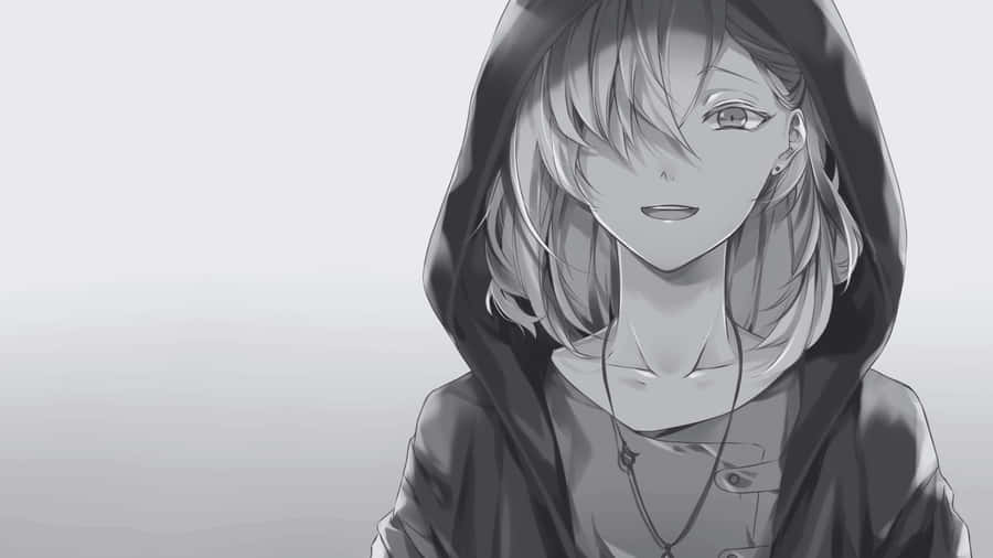 Grey Anime Girl Hoodie Wallpaper