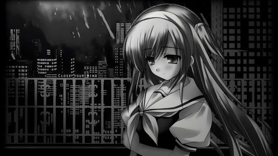 Grey Anime Girl Night Wallpaper