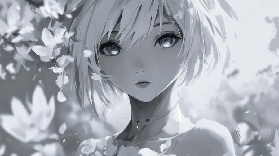 Grey Anime Girl Portrait Wallpaper