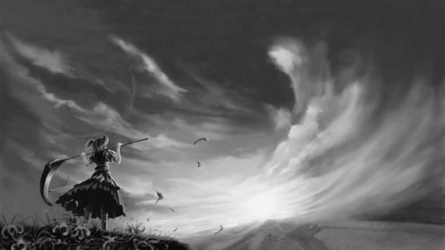 Grey Anime Landscape Wallpaper