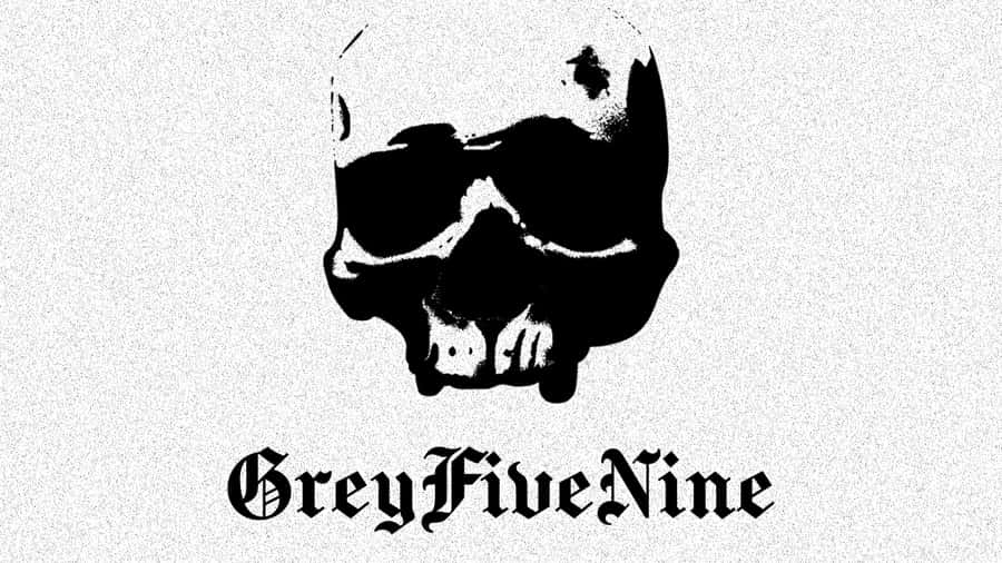 Grey Five Nine Skull Logo Wallpaper