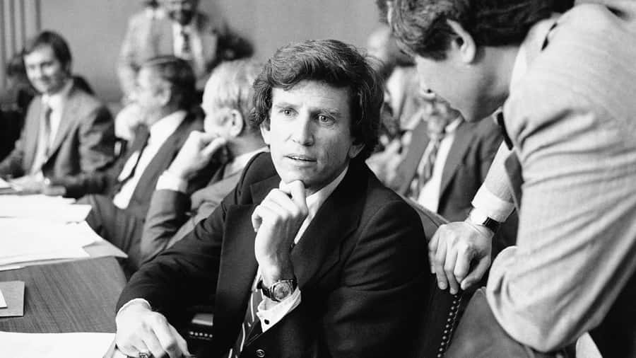 Greyscale Gary Hart Talking To Person Wallpaper