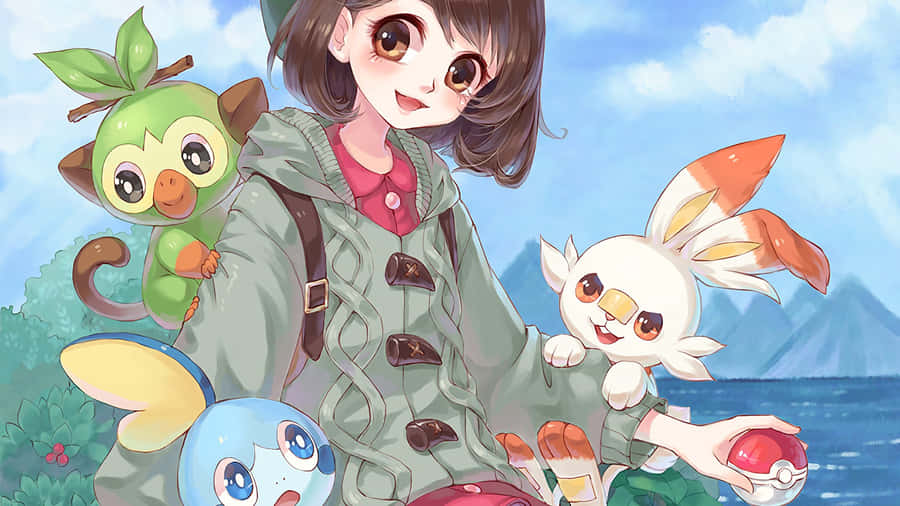 Grookey Playing In The Wild Wallpaper