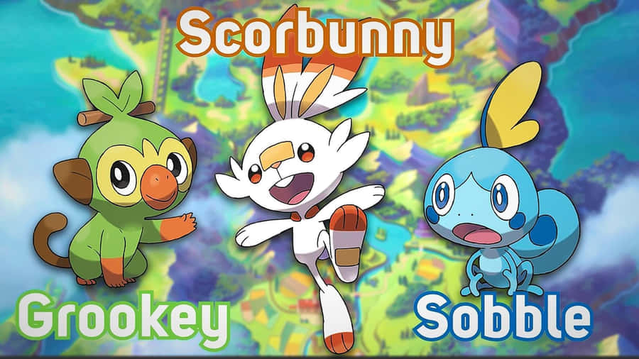 Grookey, The Mischievous Grass-type Pokemon, On A Vibrant Background Wallpaper