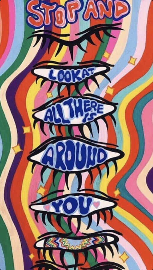 Groovy 70s-inspired Psychedelic Aesthetic Wallpaper