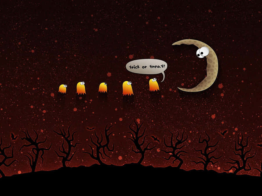 Group Of Trick-or-treaters In Costume On Halloween Night Wallpaper