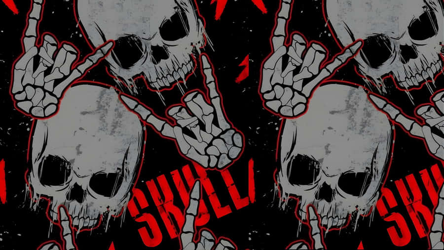 Grunge Goth Skull Pattern Wallpaper