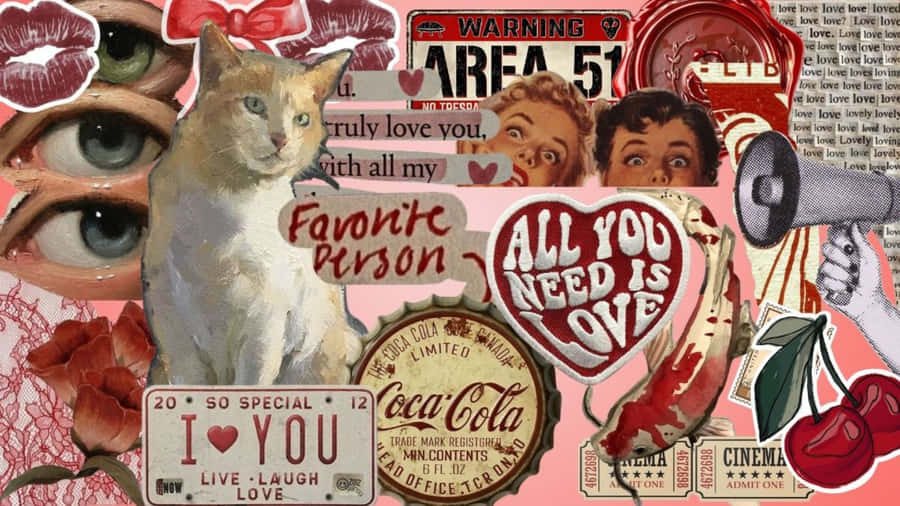 Grunge Lovecore Collage Wallpaper