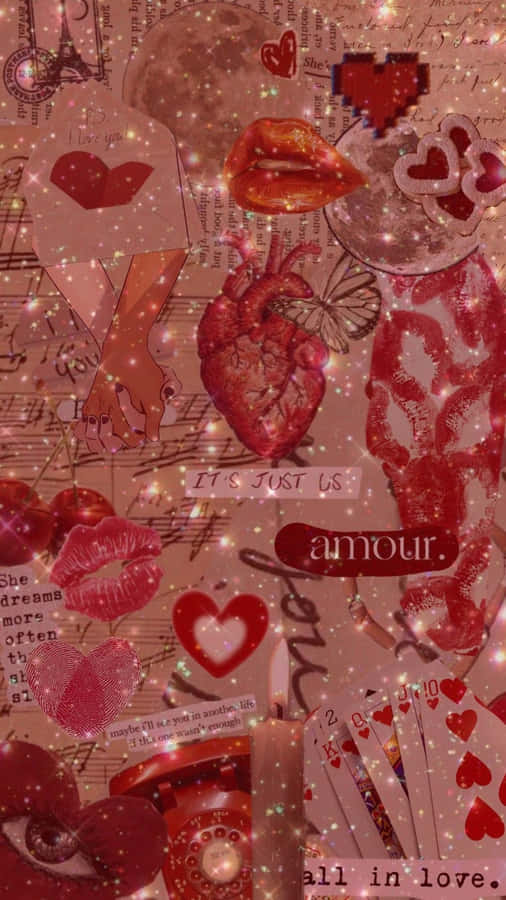 Grunge Lovecore Heart Collage Wallpaper