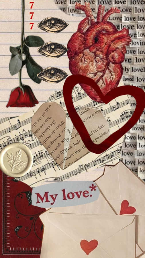 Grunge Lovecore Heart Collage Wallpaper