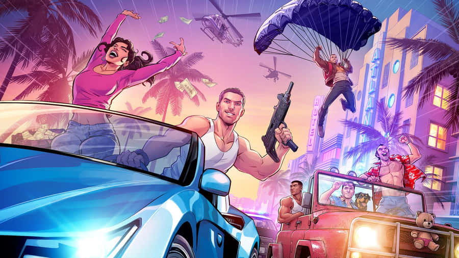 Gta 6 Action Packed Gameplay Wallpaper