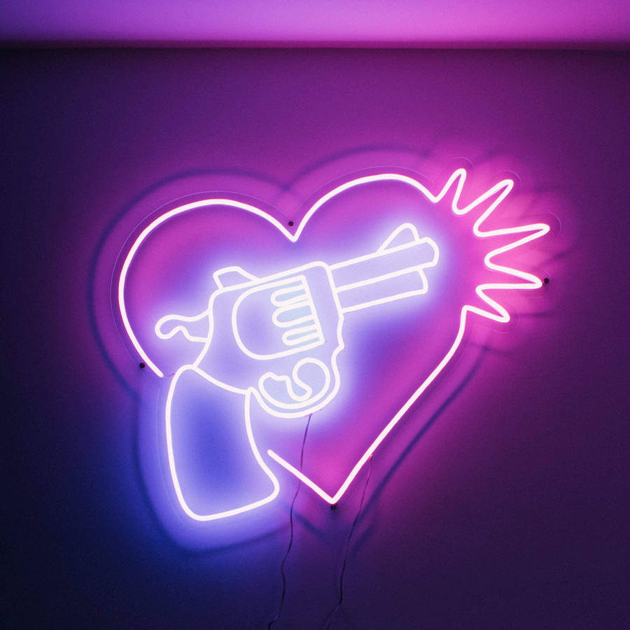 Gun And Heart Led Light Wallpaper