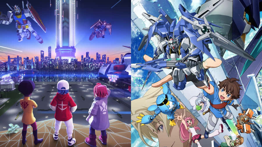 Gundamand Digimon Anime Crossover Wallpaper