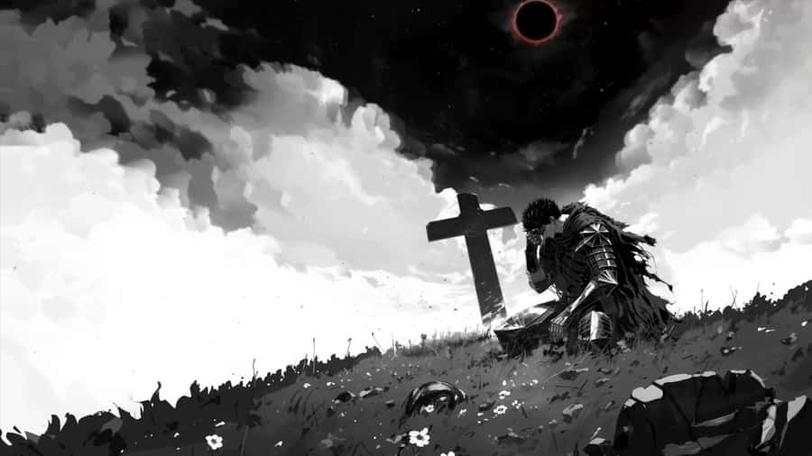 Guts Kneeling By Grave Wallpaper
