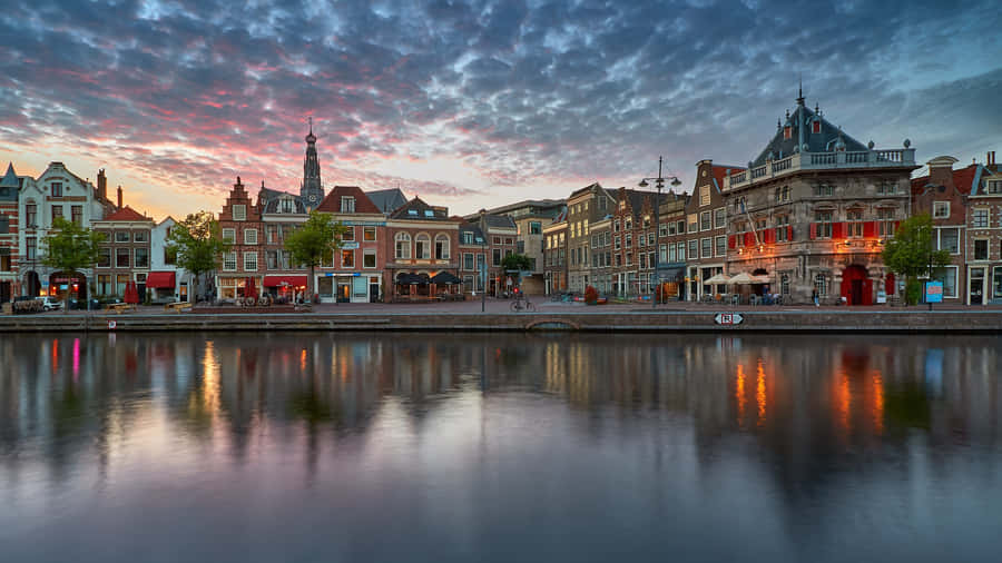 Haarlem Riverfrontat Sunset Wallpaper