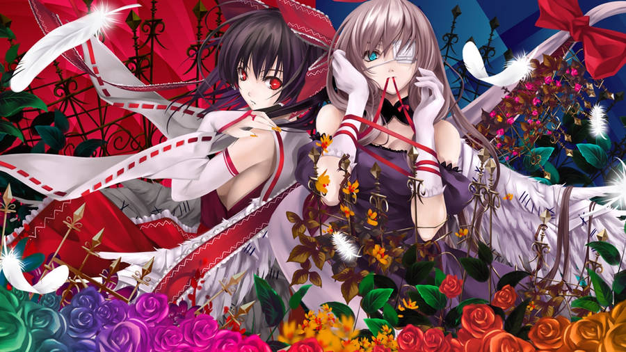 Hakurei And Yakumo From Touhou Wallpaper
