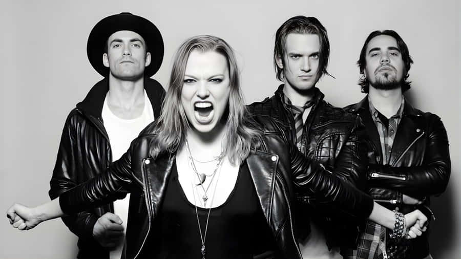 Halestorm Band Black White Wallpaper
