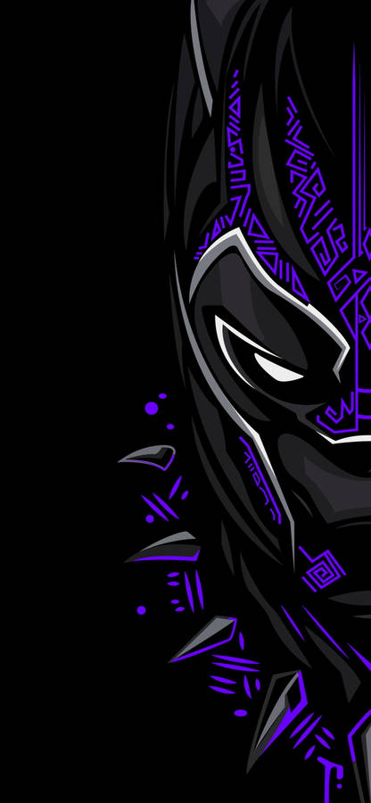 Half Faced Black Panther Android Wallpaper