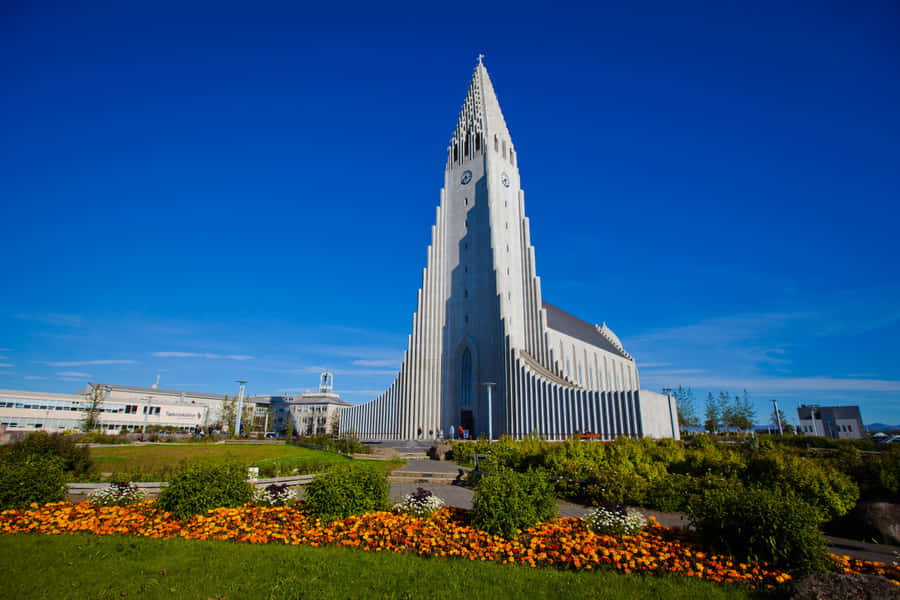 Hallgrimskirkja Church Wide Angle Wallpaper