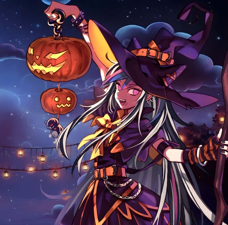 Halloween Anime Witch Girl Wallpaper