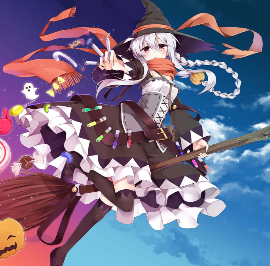 Halloween Anime Witch Girl Wallpaper