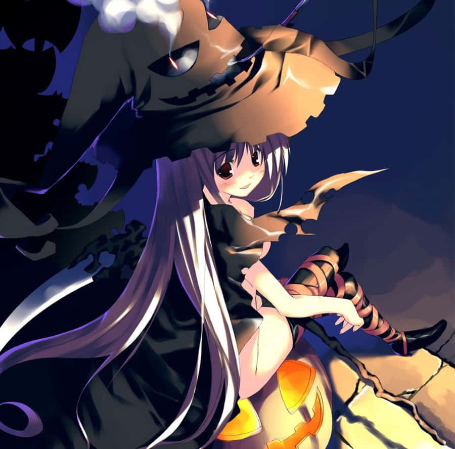 Halloween Anime Witch Girl Wallpaper