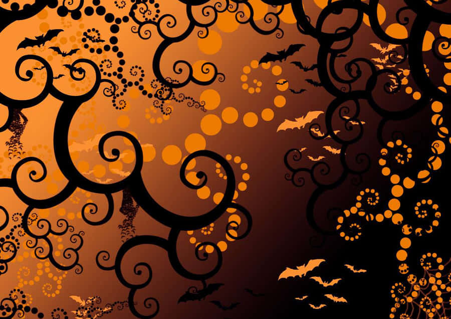 Halloween Batsand Swirls Pattern Wallpaper