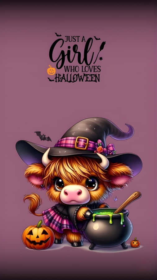 Halloween Cow Witch Wallpaper