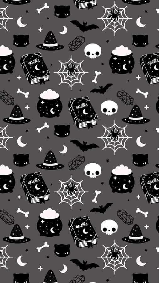 Halloween_ Pattern_ Black_and_ White Wallpaper