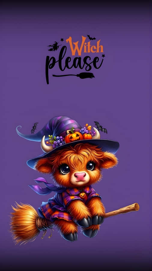 Halloween Witch Cow Wallpaper
