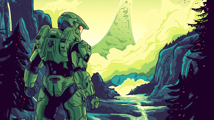 Halo Infinite Master Chief Cartoon Wallpaper