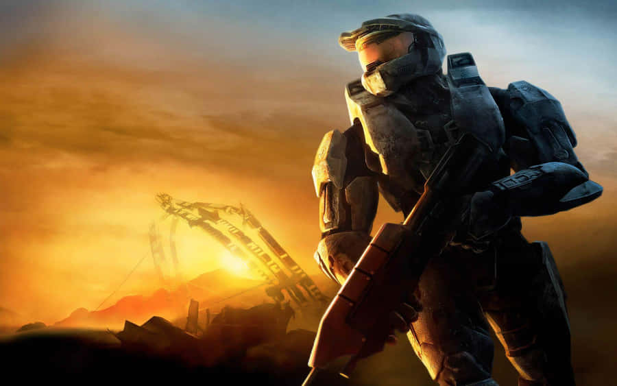 Halo Master Chief Sunset Sky Wallpaper