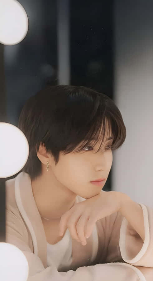 Han Stray Kids Reflective Moment Wallpaper