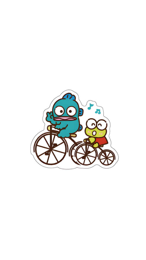 Hangyodon And Keroppi Cycling Wallpaper