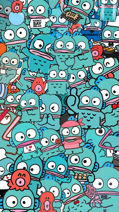 Hangyodon Character Collage Wallpaper