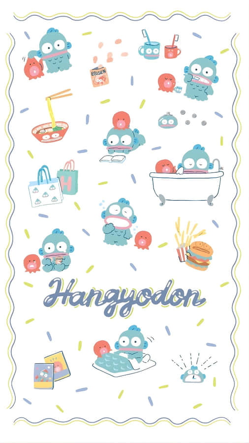 Hangyodon Cute Character Pattern Wallpaper