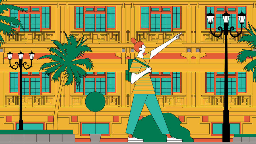 Hanoi Street And Vintage House Wallpaper