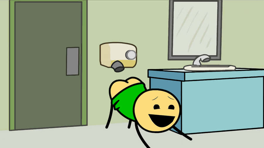 Happy Figure Using Bathroom Wallpaper