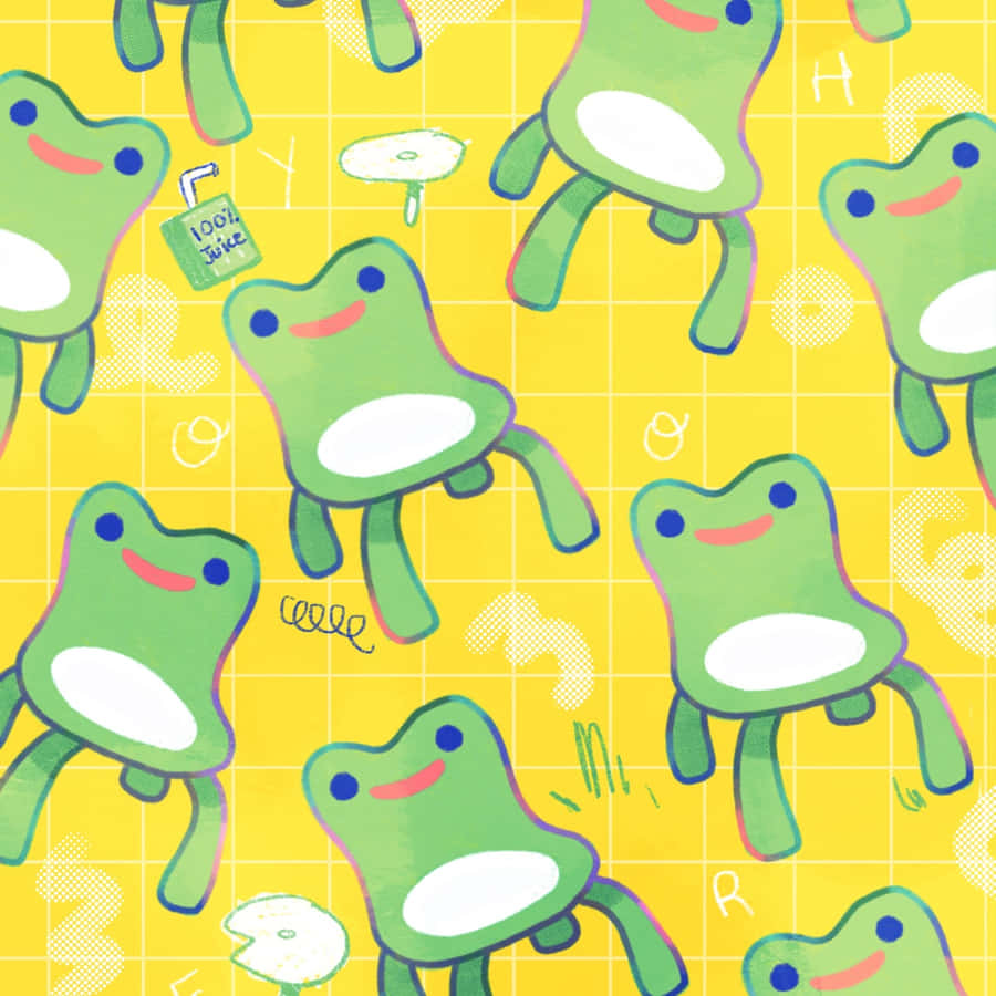 Happy Frogs Pattern Wallpaper